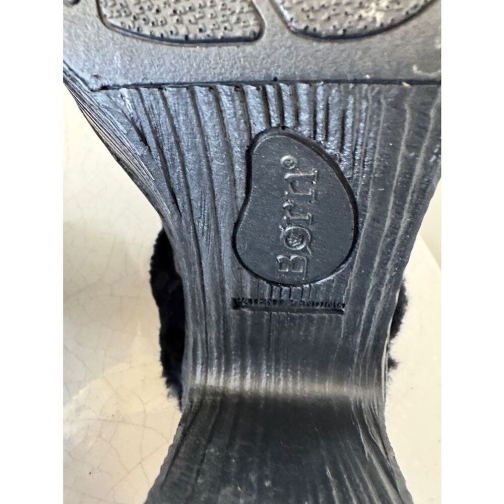 Born Women’s Black Leather Shearling-Trim Platform Mules Slip On Shoes Size 6 - Picture 11 of 11